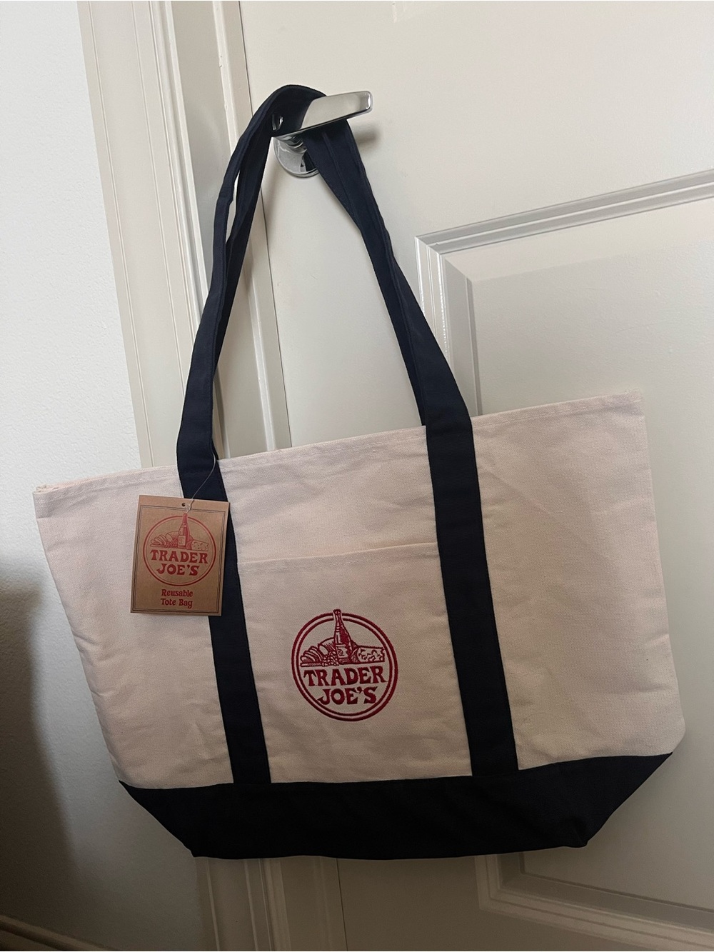 Trader Joe’s Canvas Tote Bag - cream and navy